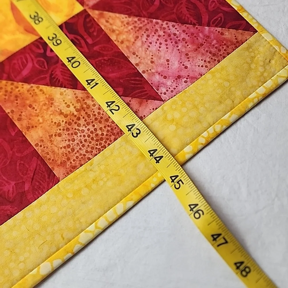 Red Yellow Orange Colorful Quilted Table Runner Handmade